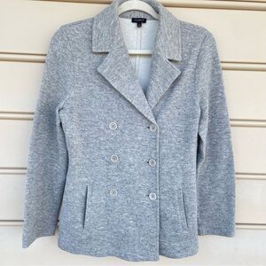 Talbots Cotton/Wool Blend Peacoat Style Grey Cardigan Coat - S